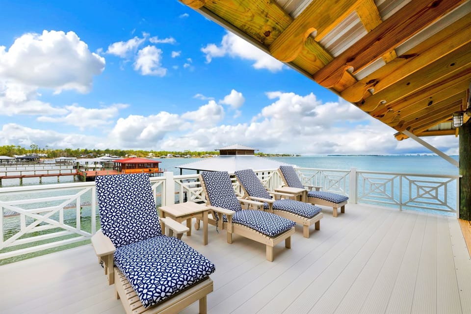 Your home away from home—complete with a private pier, lounge-ready pavilions, and serene coastal surroundings.