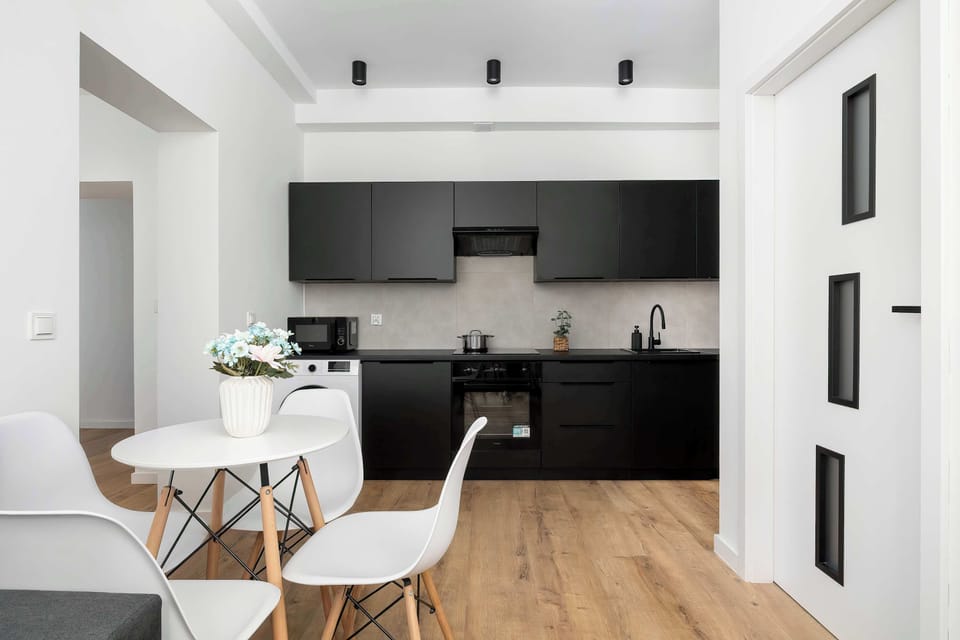 The kitchenette's practical layout maximizes space and functionality.