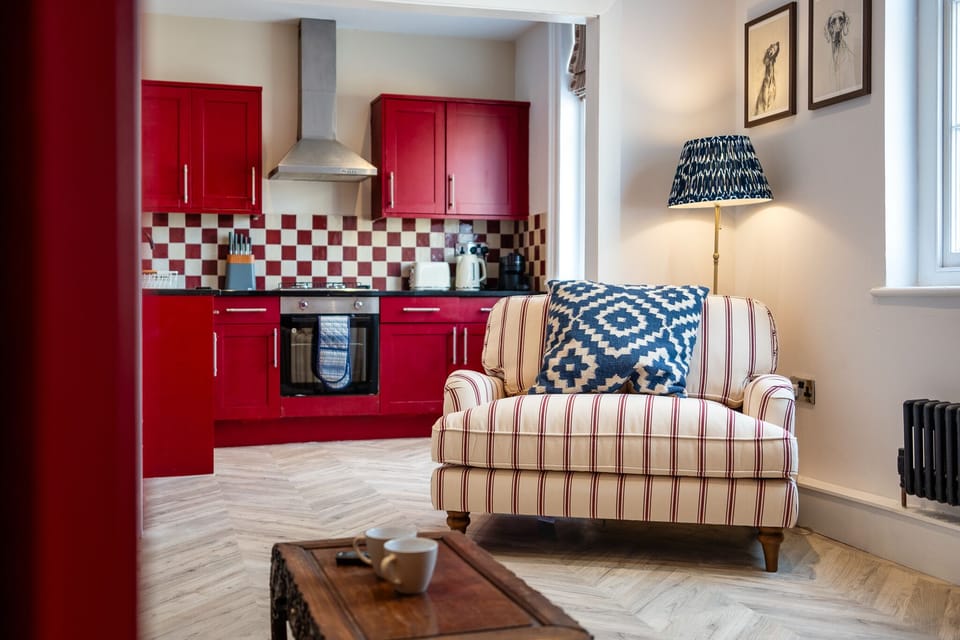 Armchair and kitchen