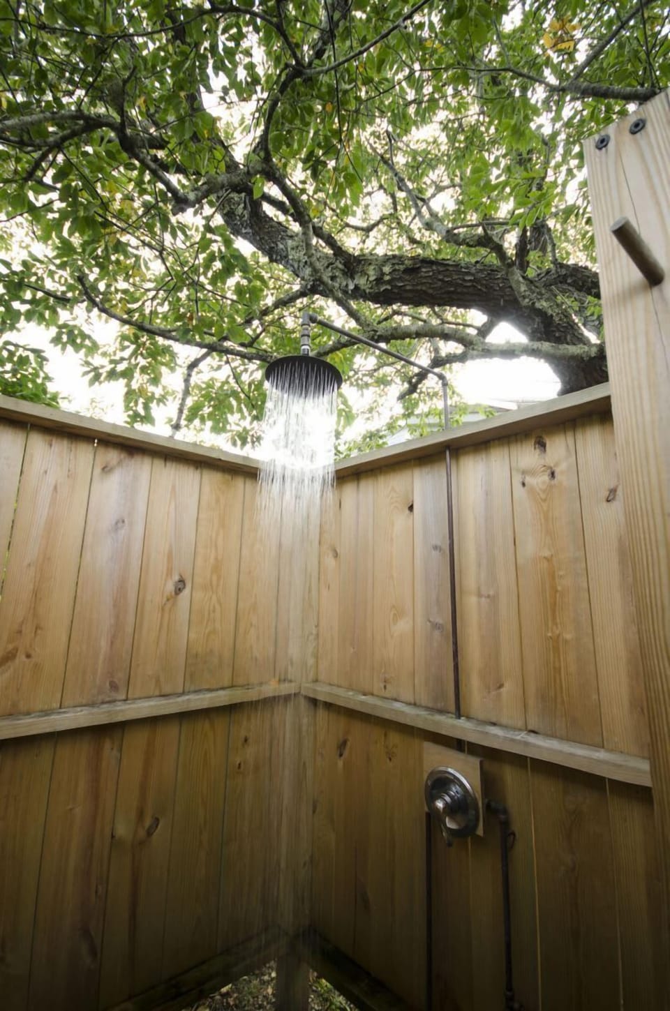 The brand new outdoor rain shower with full hot/cold capability