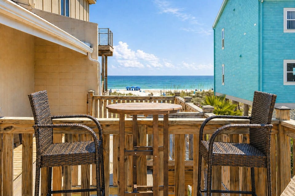 Enjoy the beautiful ocean views in the upper deck seating area