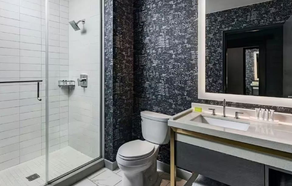 Refresh easily in a spotless bath with walk-in shower.