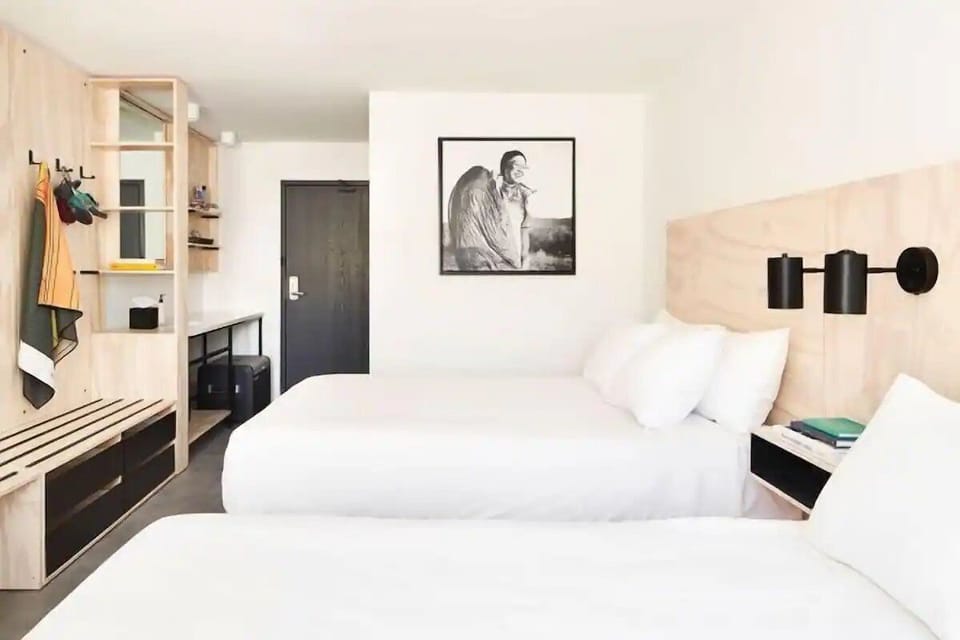 Stretch out after adventures with roomy beds and warm wood.