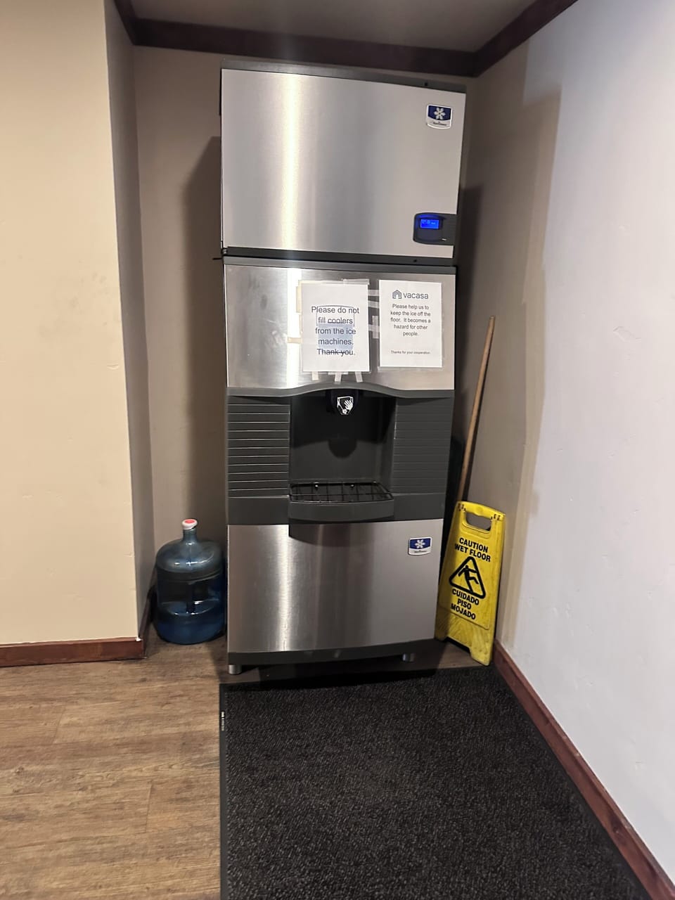 Ice machine located on lobby level opposite elevator