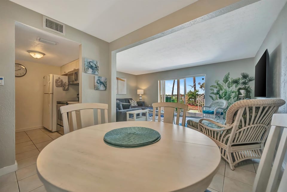 Dining area with open living room access