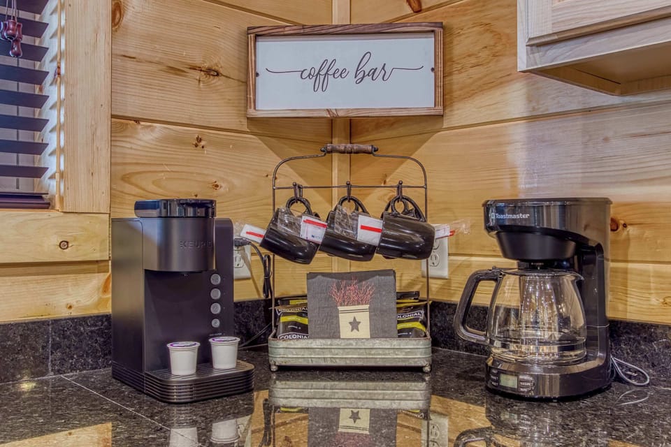 Start the day right with coffee in the bright and welcoming kitchen.