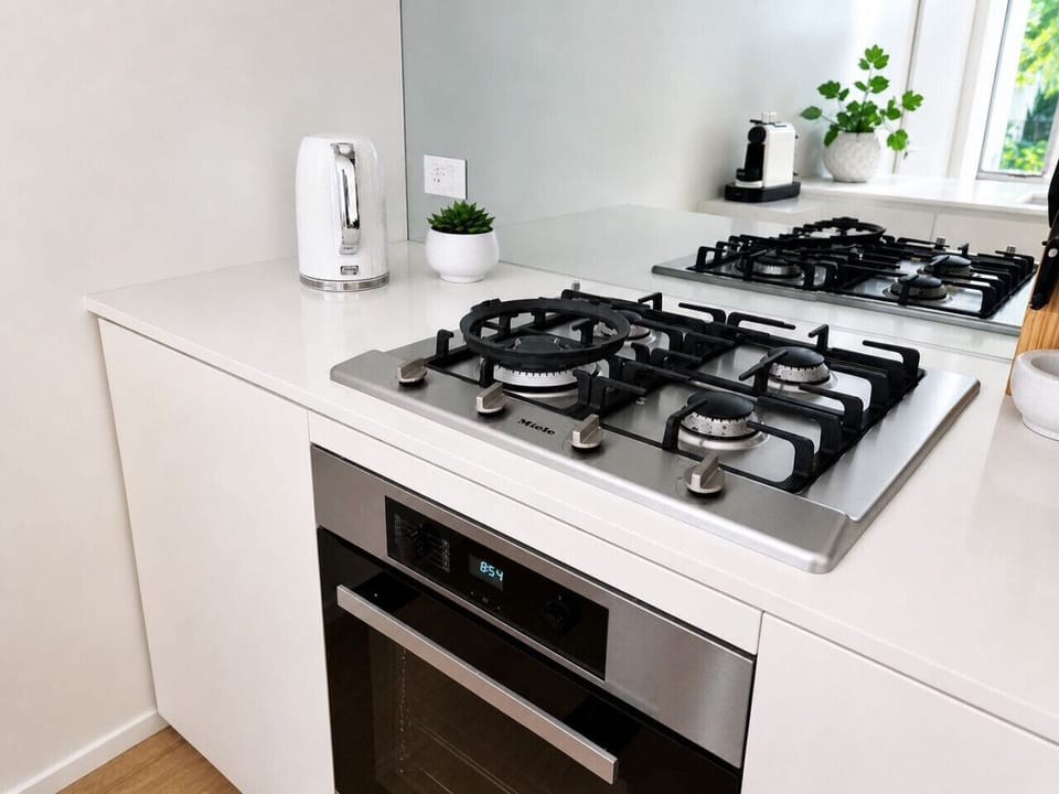 Sleek stovetop and oven for a seamless cooking experience.