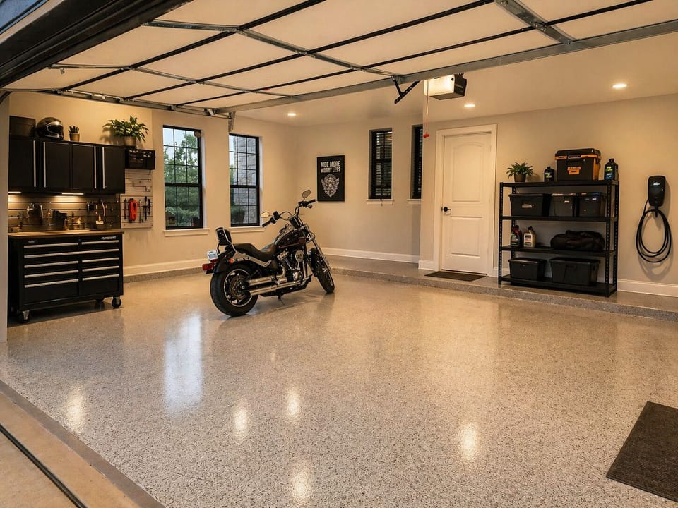 Beautiful 4 car garage with a 6 car drive way 