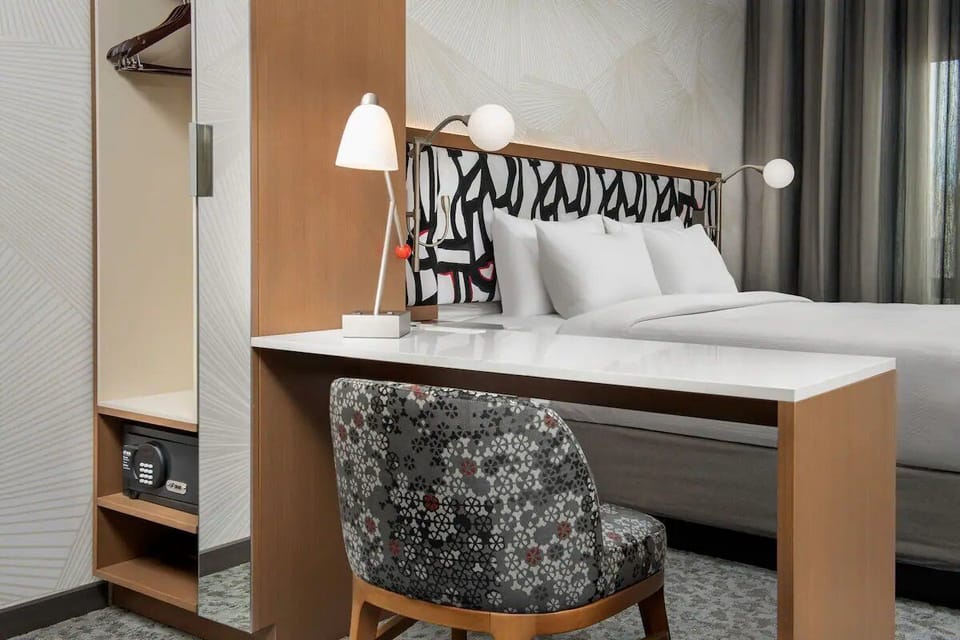 Settle in and work comfortably at the sleek in-room desk.