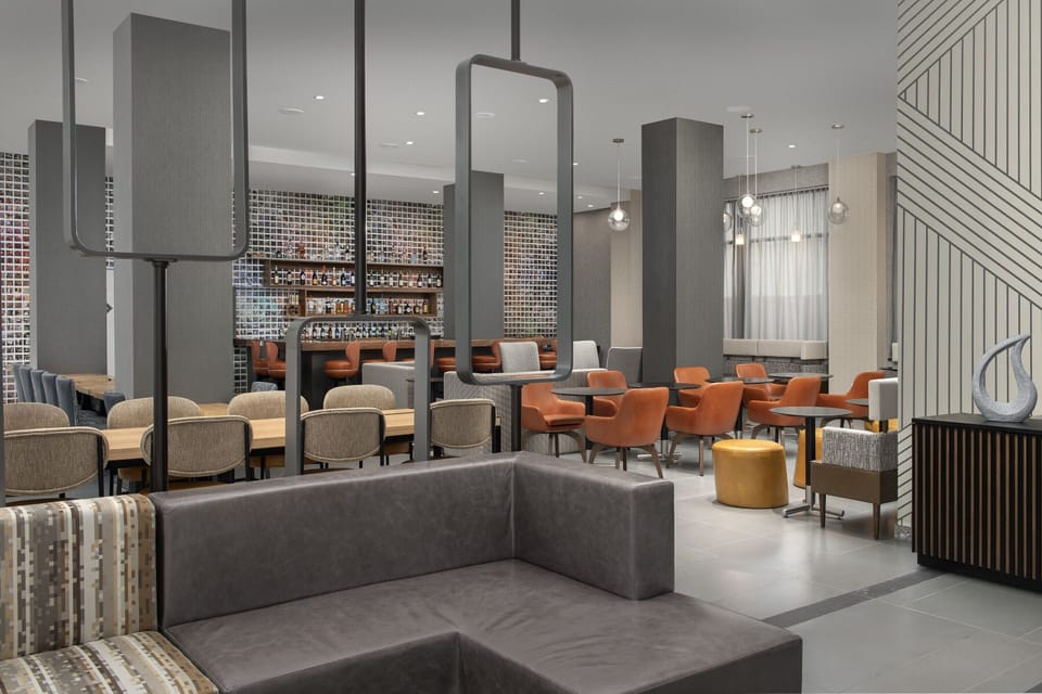 Gather with friends in the expansive lounge near the lively bar.