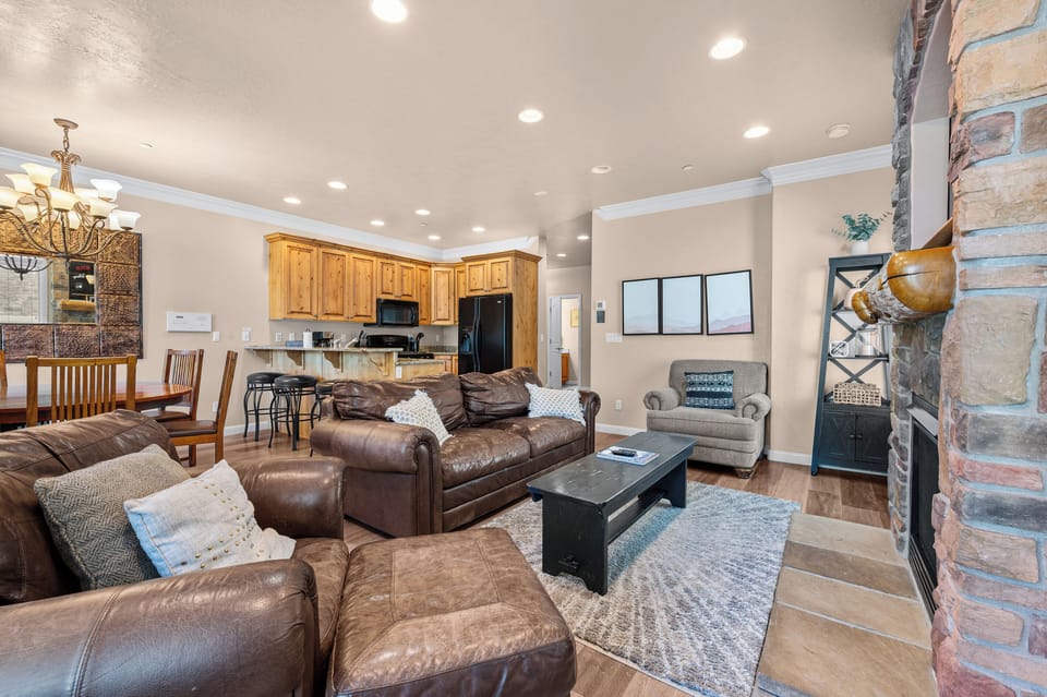 Spacious great room designed for gathering, relaxing, and spending time together after a day of adventure.