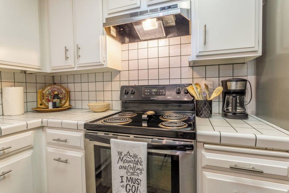 We provide coffee, coffee filters, creamer, sugar, salt, pepper and cooking oil.