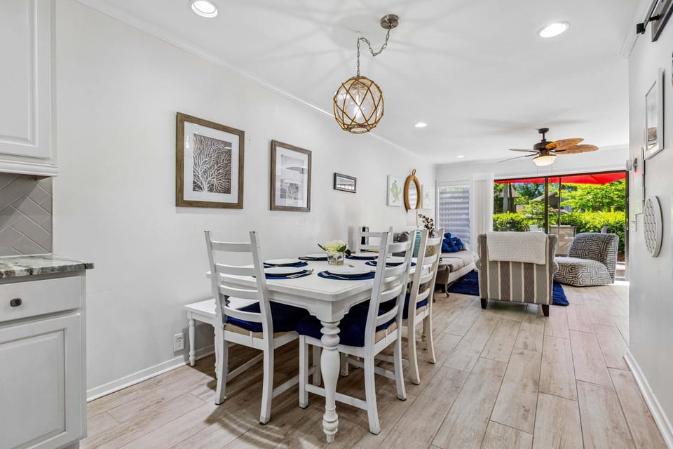 The open layout makes it easy to gather after a beach day or unwind after exploring the island.