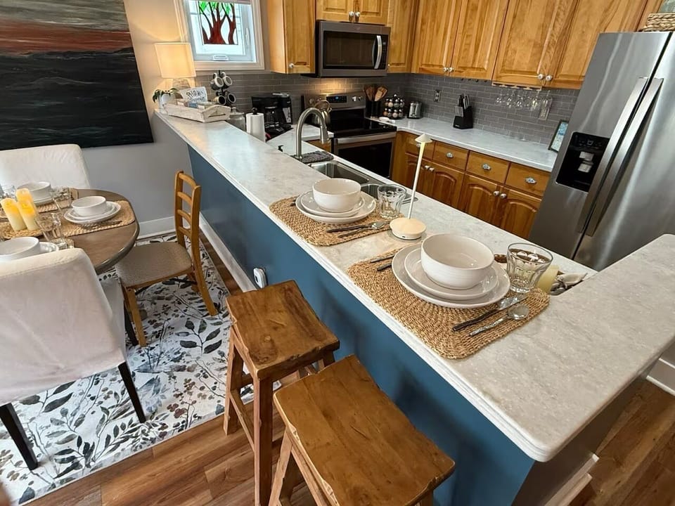 Barstools for another dining option.