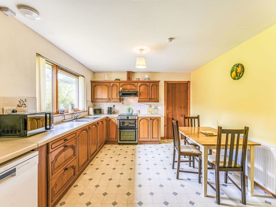 Interior Design, Flooring, Wood, Kitchen, Furniture, Ceiling, Cabinetry, Floor, Countertop, Room