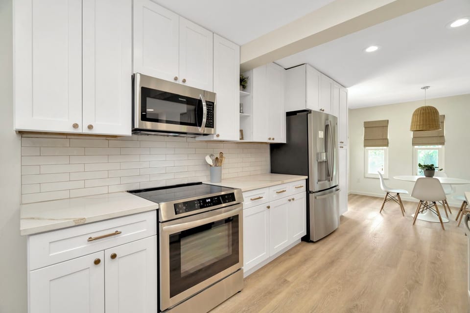 Kitchen designed with clear, functional workspace