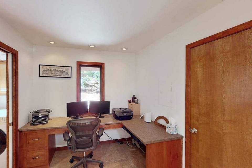 Stay connected from your private workspace — dual monitors and a dedicated desk let you mix remote work with wine country living in Sebastopol.