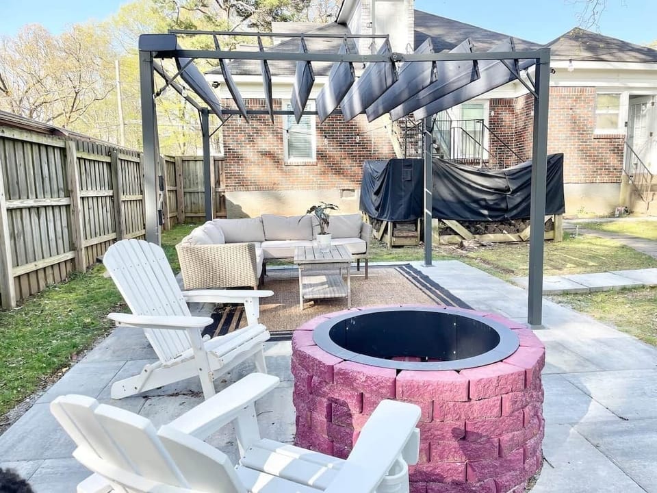 Fire pit & 10x10 Pergola/Canopy (adjustable)