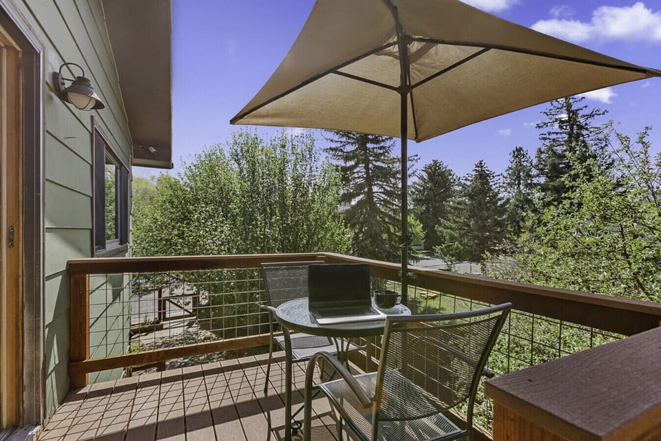 Deck area, seating for two, perfect area to enjoy a cup of coffee!