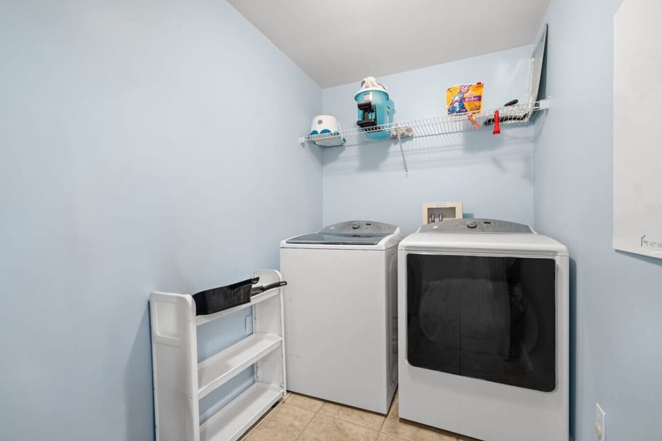 In-unit washer and dryer for added convenience during extended beach vacations.