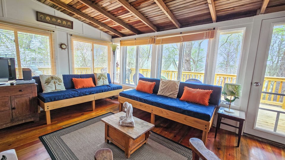 Living room with views of Blackfish Creek