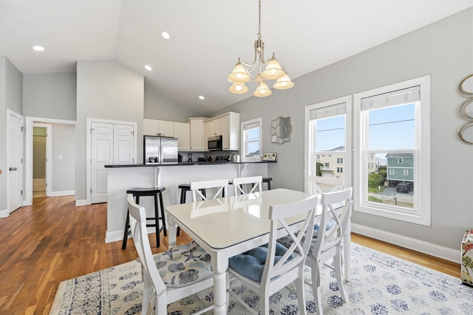Clean, modern kitchen and dining space designed for group stays