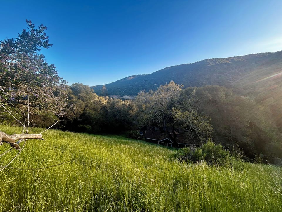 view of Santa Lucia mountains from the backyard of property.