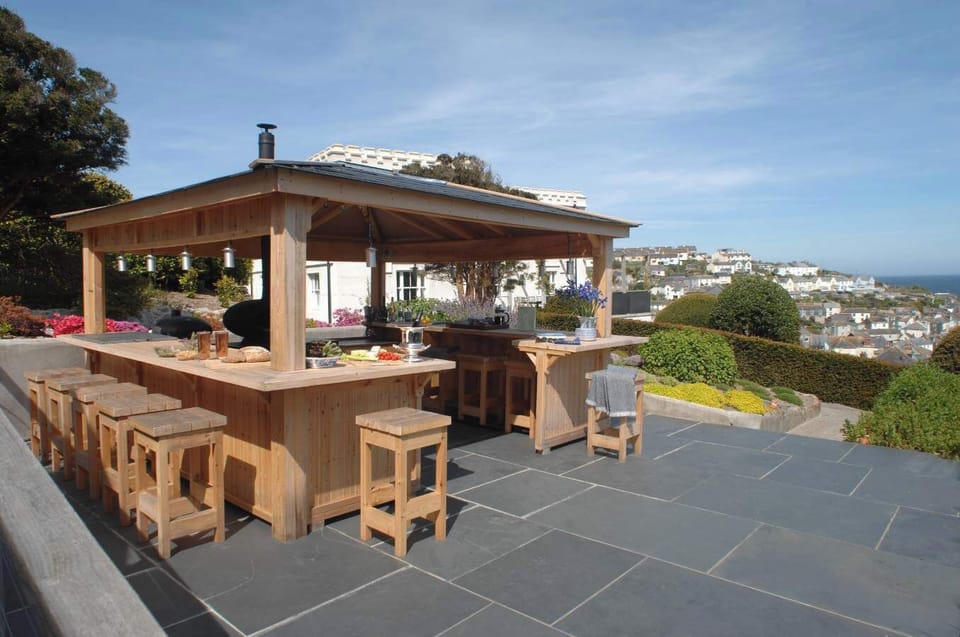 Spacious terrace with panoramic coastal views