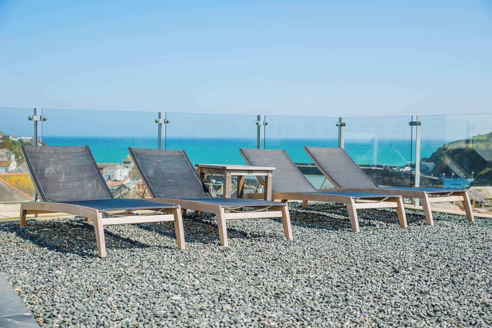 Relaxing sun loungers with sea views
