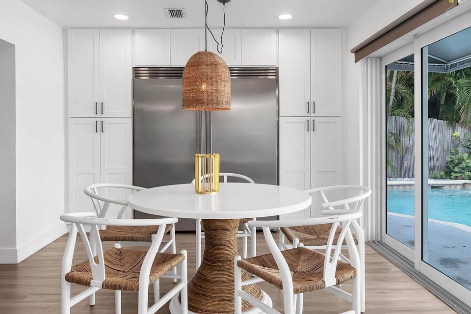 Kitchen overlooking pool