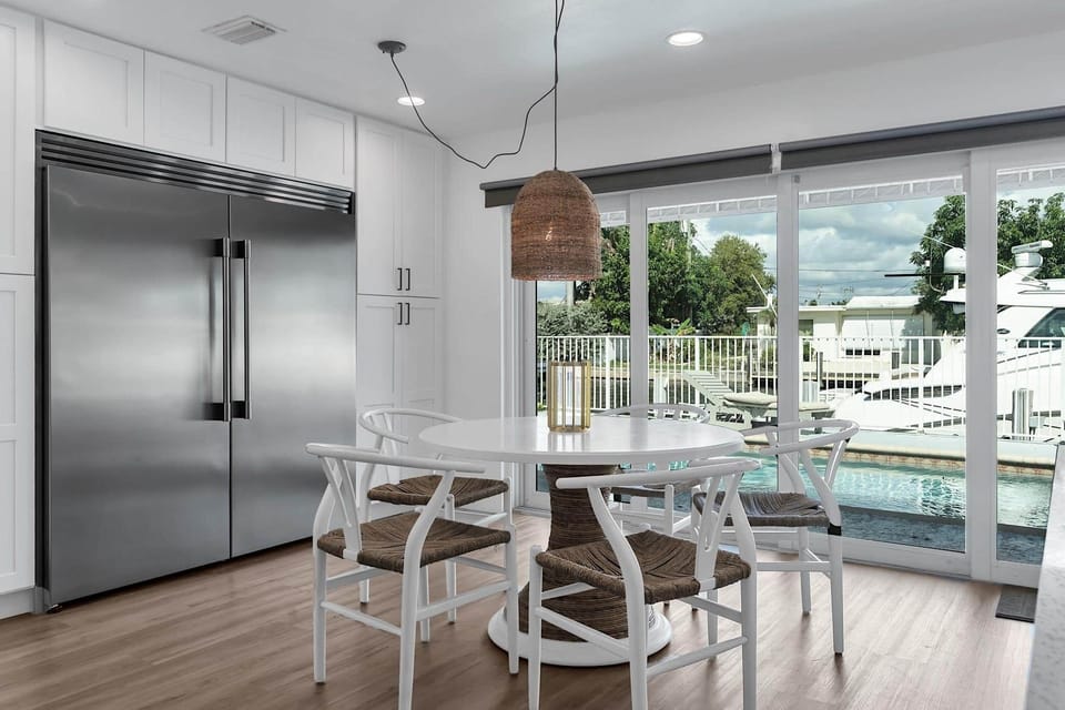 Kitchen overlooking pool