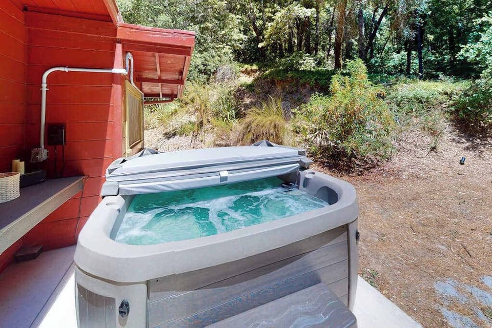 Ease into your private hot tub tucked among the redwoods — let the forest sounds wash over you after a day exploring Russian River wine country.