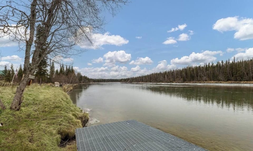 View of the river from fishing platforms.
