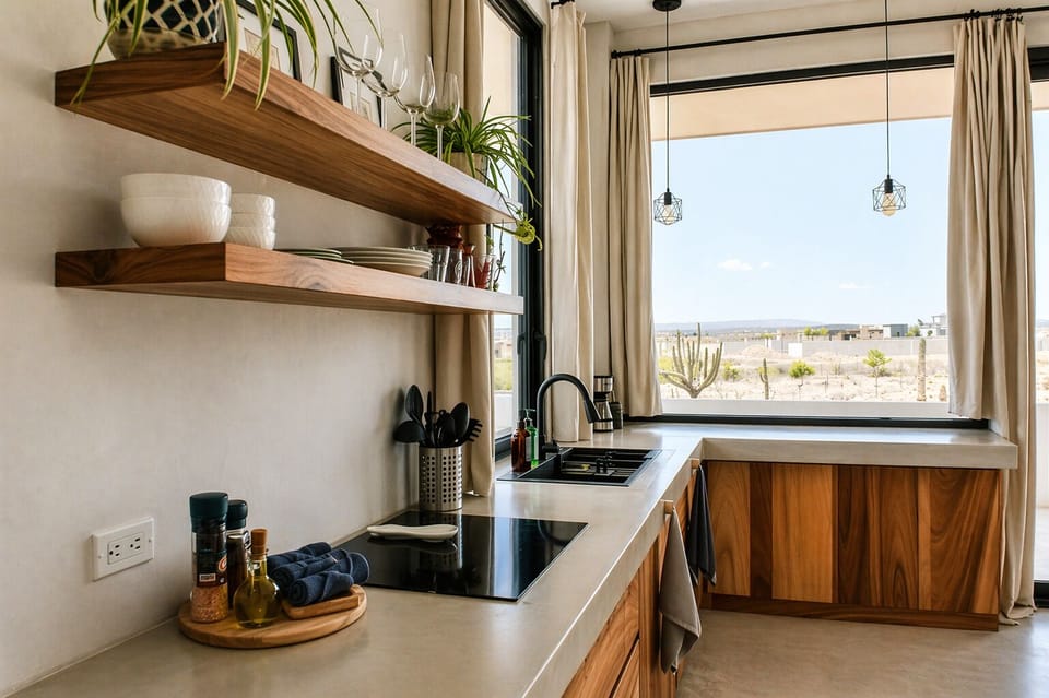 Cooking basics | Coffee maker | Complimentary coffee | Kitchen essentials | Mini fridge | Stovetop | Air fryer | Wine glasses
