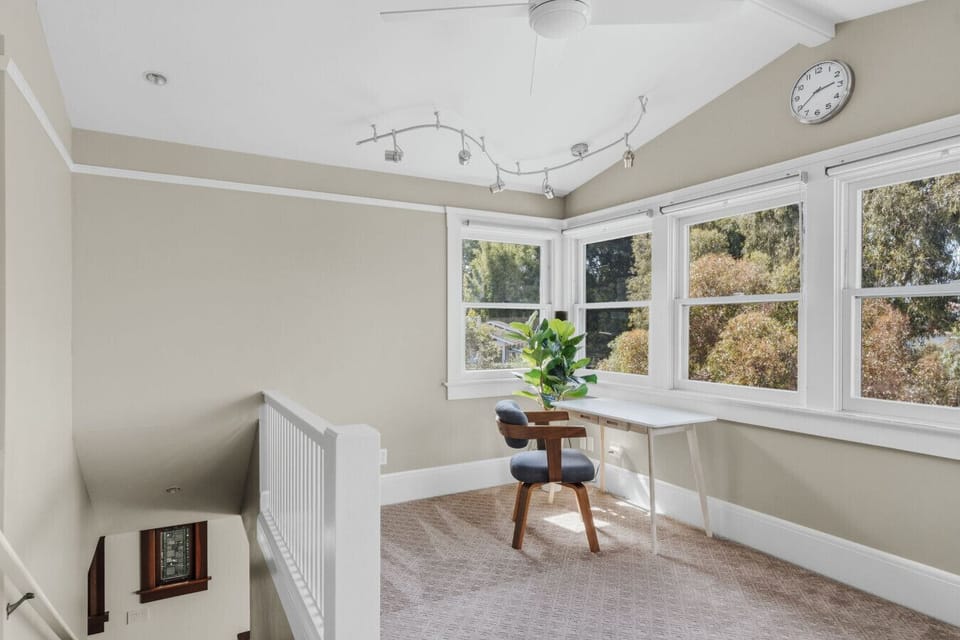 Work remotely with tons of natural light and a great view of the yard