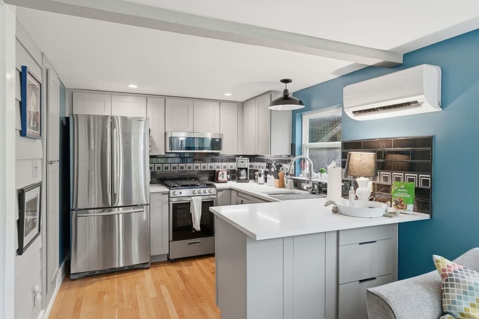 Enjoy home-cooked meals in this fully furnished Austin kitchen