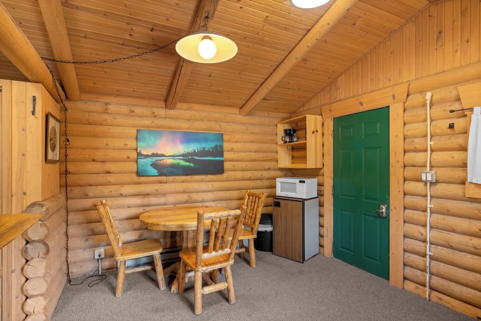 Small fridge, microwave and coffee maker