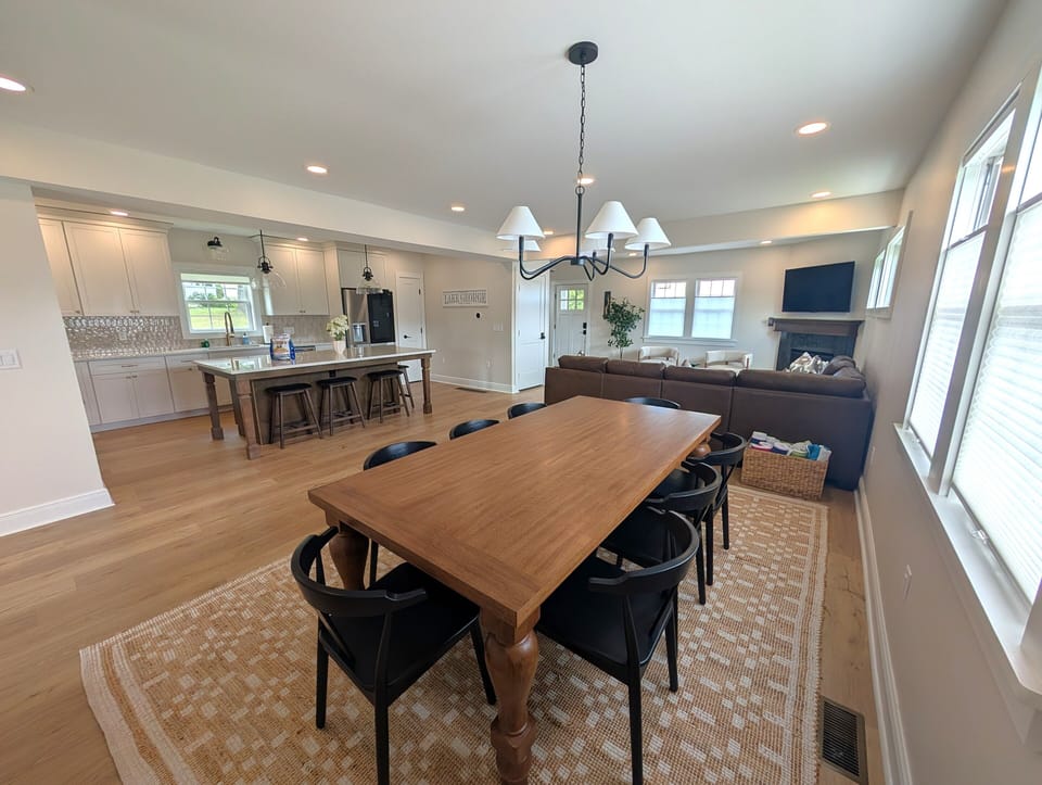 Spacious dining area with seating for 8