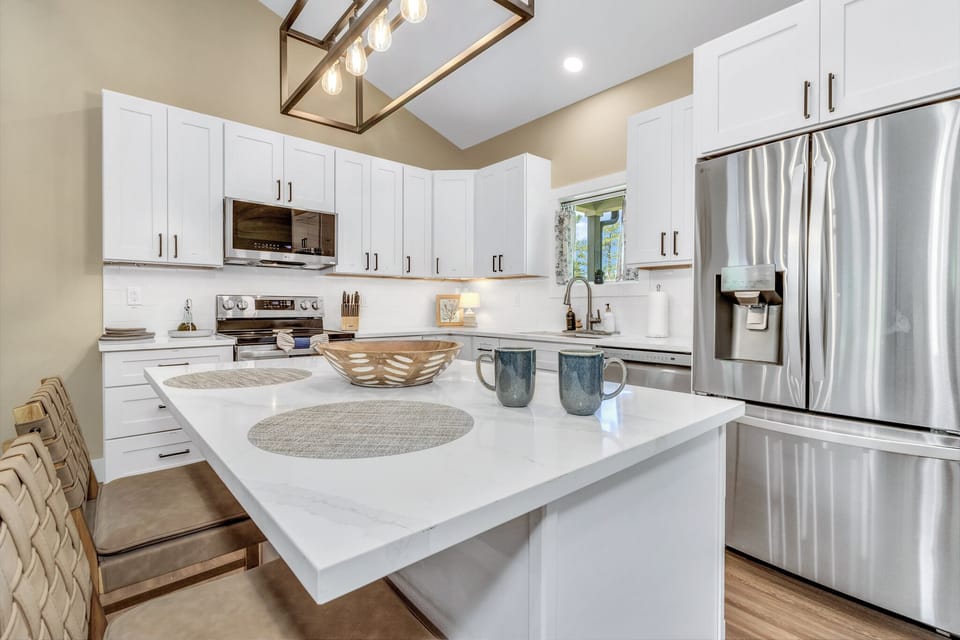 Sit and enjoy coffee at our Kitchen Island