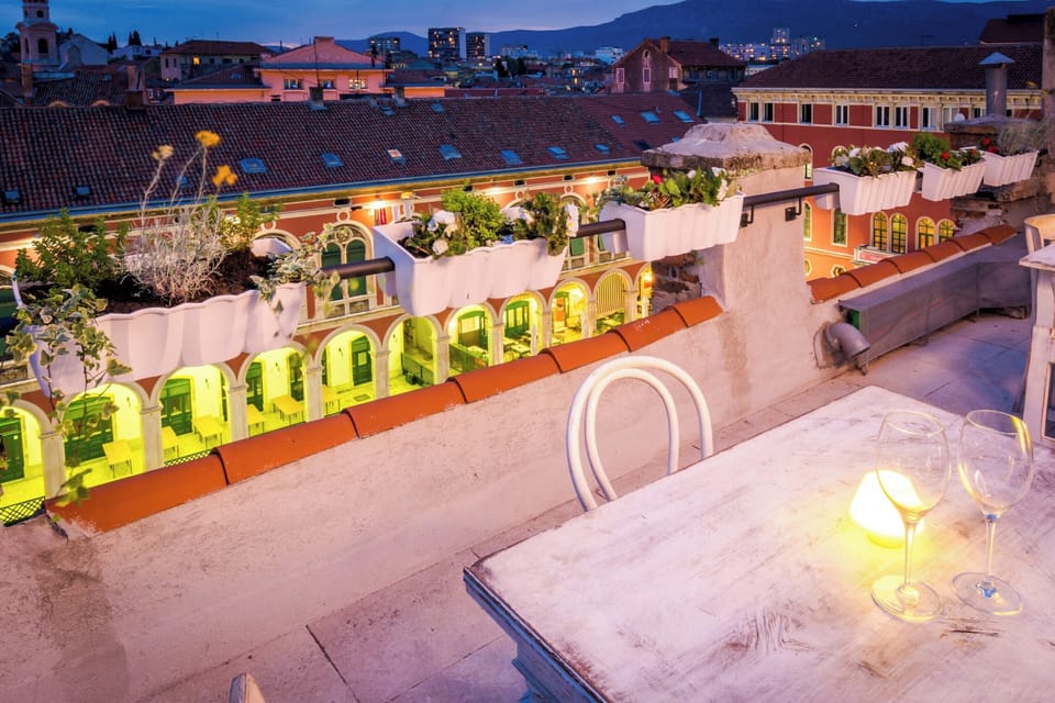Rooftop terrace with spectacular view by sunset