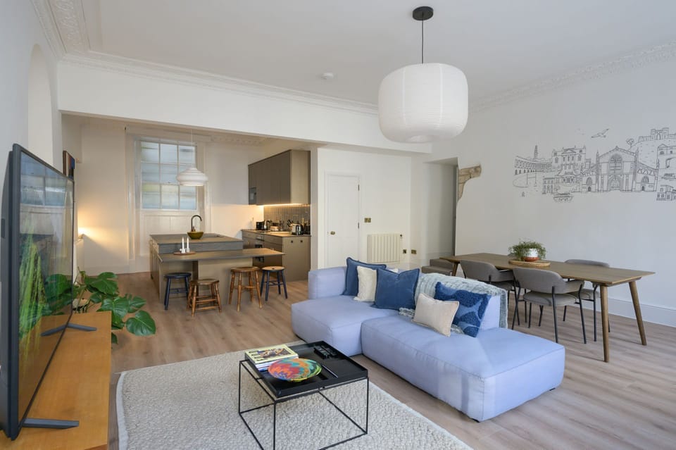 Open plan living room with dining area