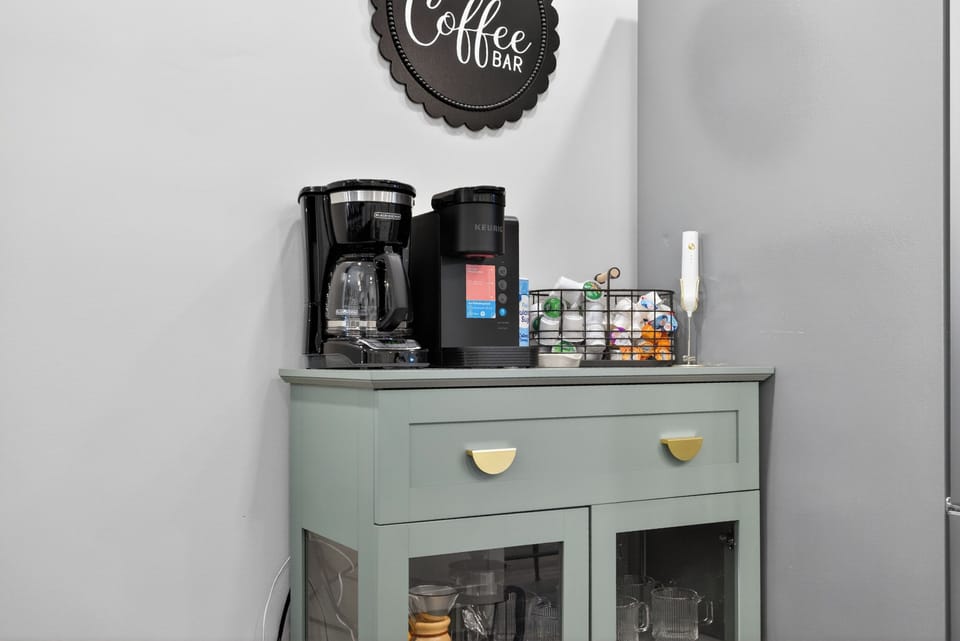 Fully stocked coffee bar