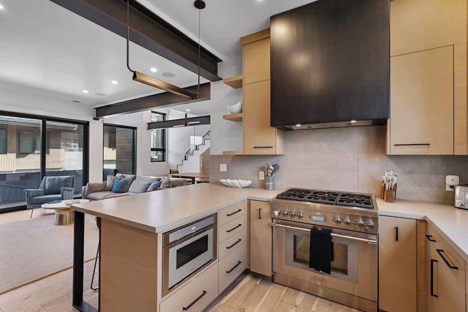 Modern kitchen with premium appliances and island
