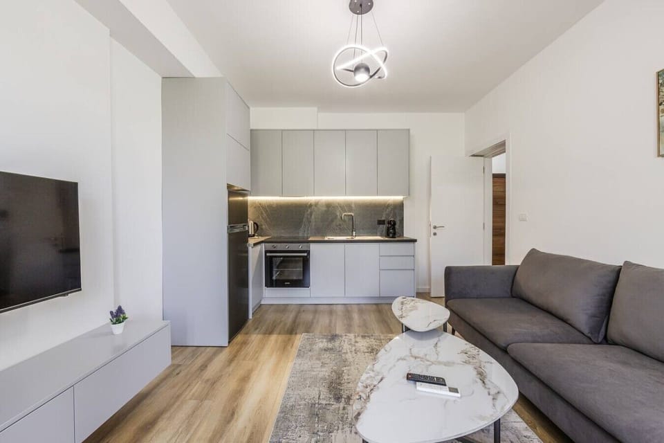 Living room and fully equipped kitchen