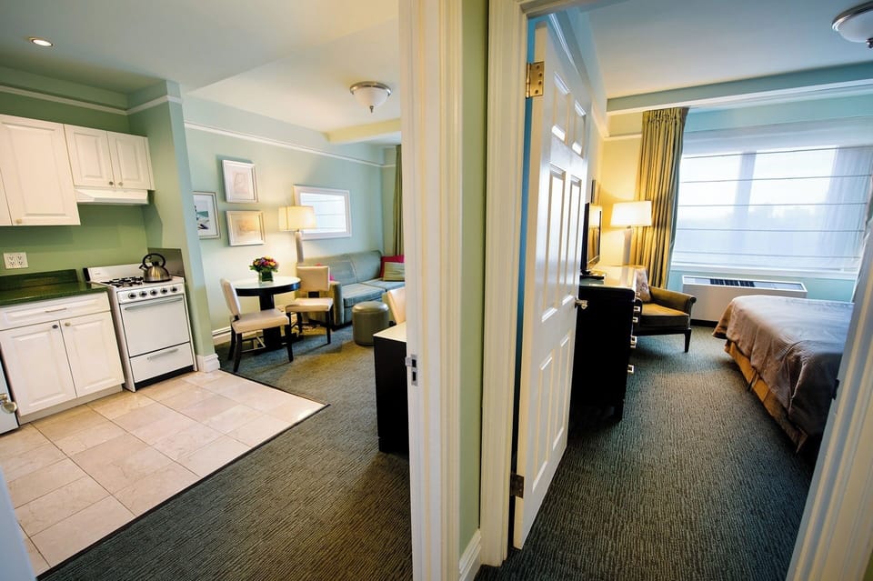 Bedroom suite with kitchen and living area