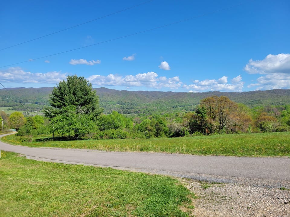 Valley view from the end of the driveway, looking east. 