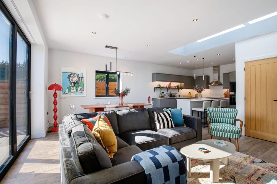The lounge area at The Wivenhoe Hideaway, Essex