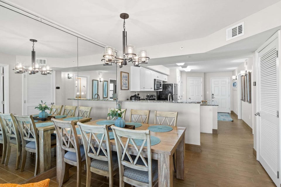 Open living room and dining room access.