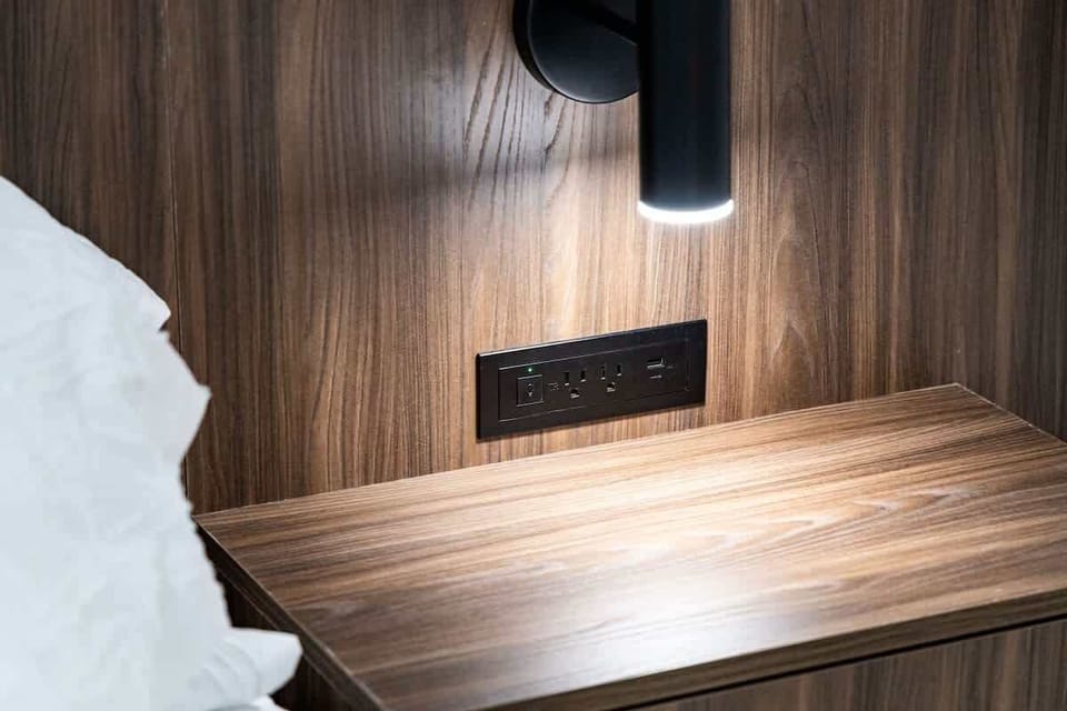 Convenient charging station with outlets and USB ports
