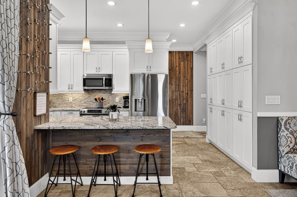 Kitchen with bar seating 